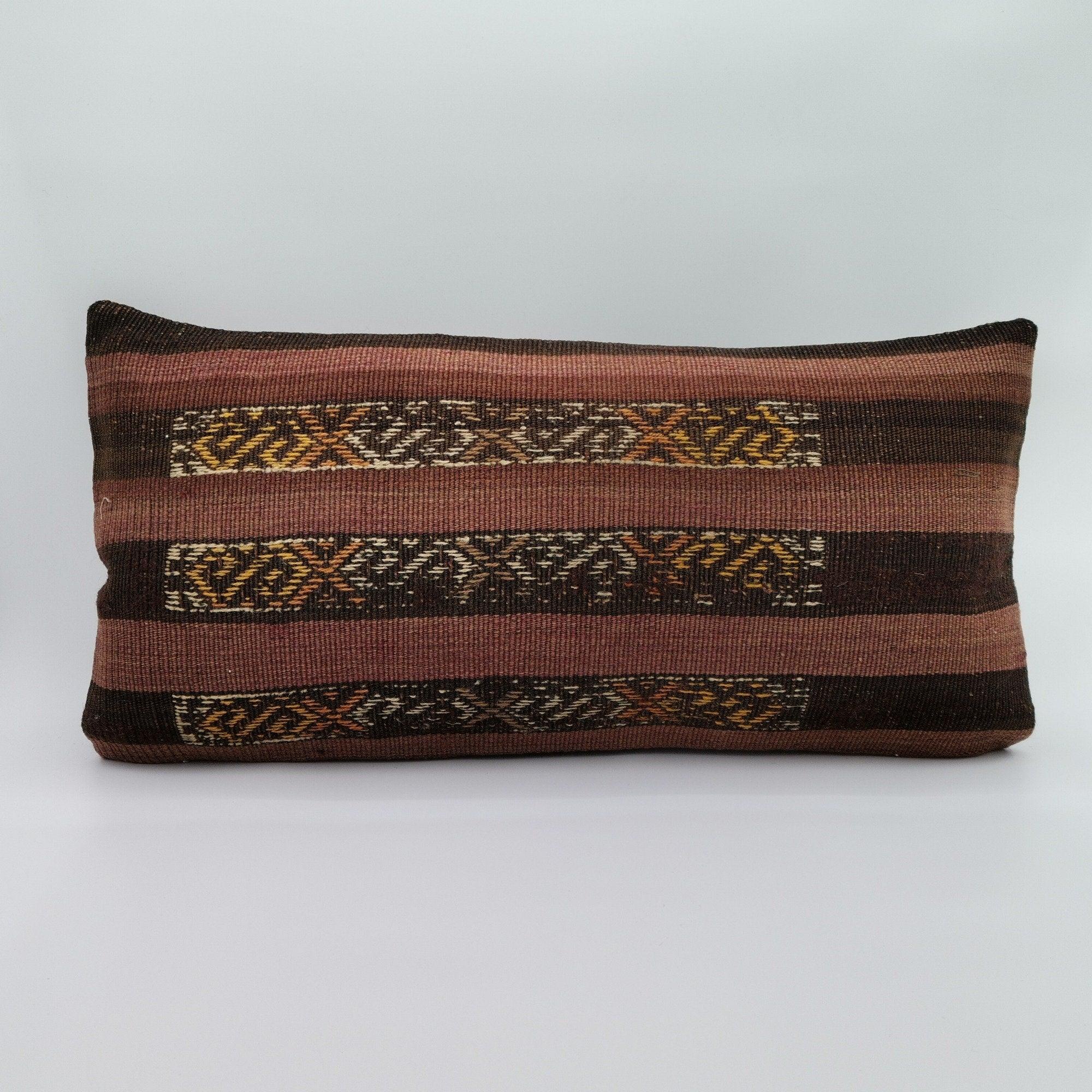 Oriental Boho pillow Kilim pillow cover Chair pillow Small O by