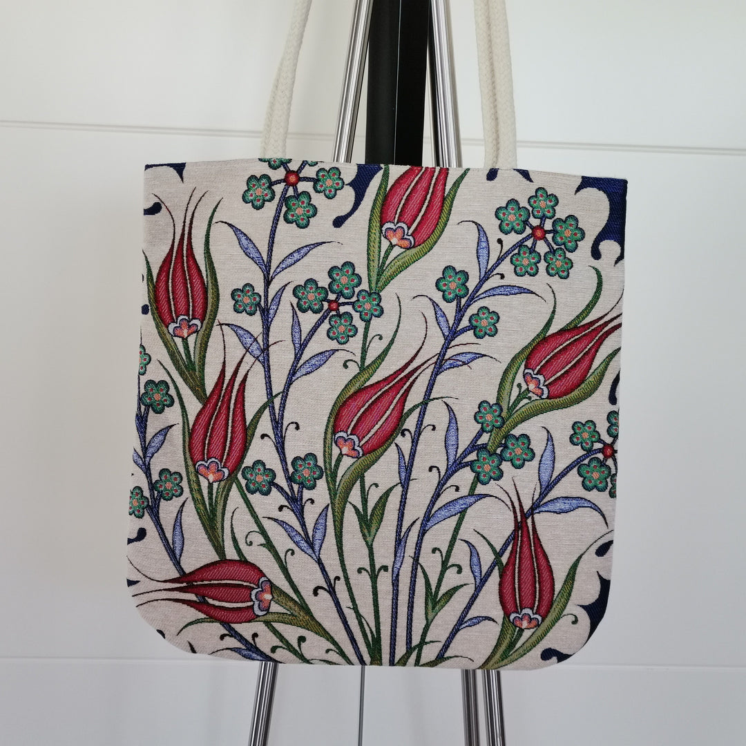 Tulip Gobelin Shoulder Bag|Tapestry Fabric Bag|Gobelin Woven Bag|Gift Handbag For Women|Belgium Tapestry Bag|Handmade Large Tote|Book Bag