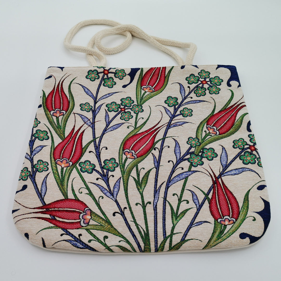 Tulip Gobelin Shoulder Bag|Tapestry Fabric Bag|Gobelin Woven Bag|Gift Handbag For Women|Belgium Tapestry Bag|Handmade Large Tote|Book Bag