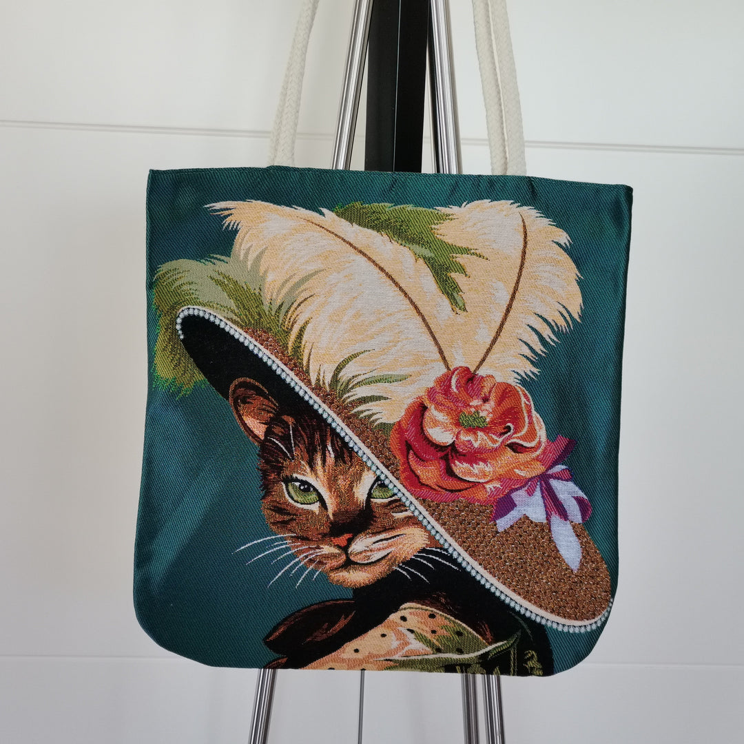 Gobelin Tapestry Shoulder Bag|Cute Cats Tapestry Bag|Gift Handbag For Her|Woven Tapestry Fabric|Cat Print Tote Bag|Cat Lover Gift For Mom