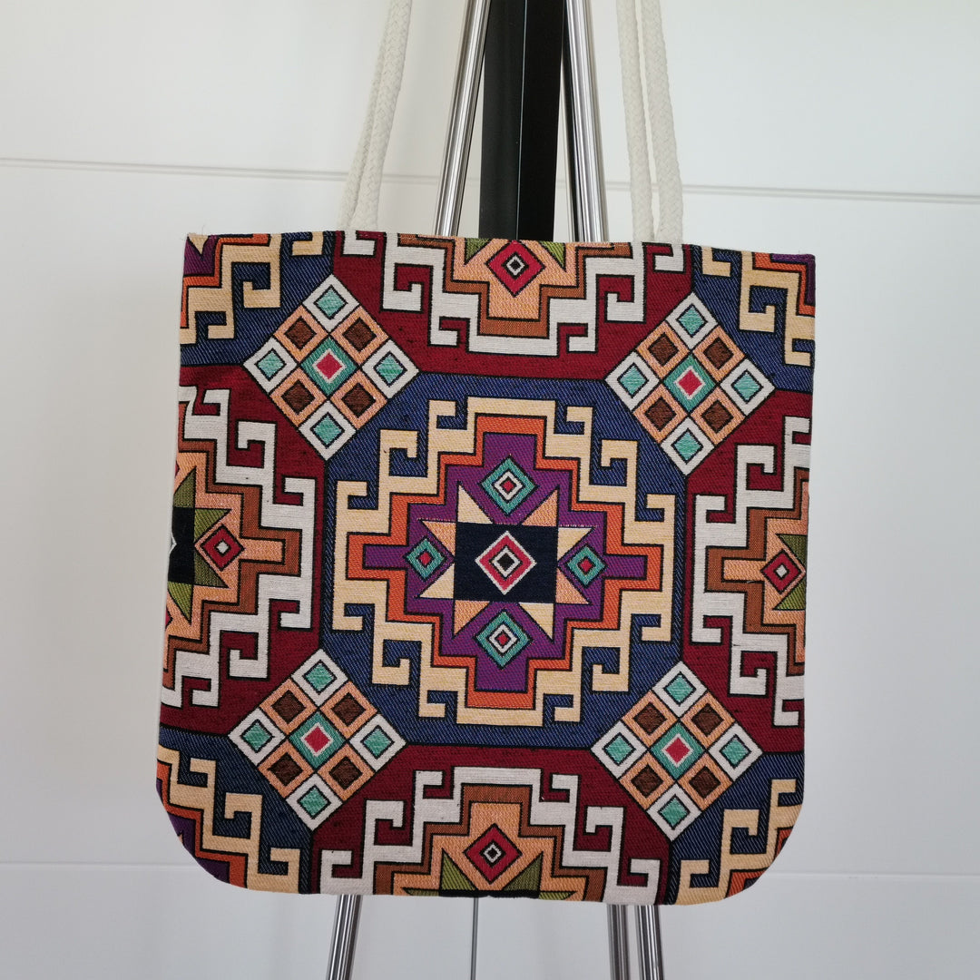 Rug Design Shoulder Bag|Gobelin Tapestry Shoulder Bag|Gift Handbag For Women|Aztec Print Fabric Bag|Belgium Tote Bag|Southwestern Fabric Bag