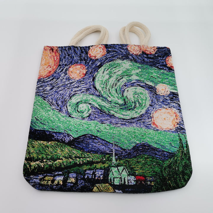 Gobelin Tapestry Shoulder Bag|Gift Handbag For Women|Van Gogh Langlois Bridge, Starry Night Bag|Handmade Bag|Overnight Gobelin Bag|Woven Bag