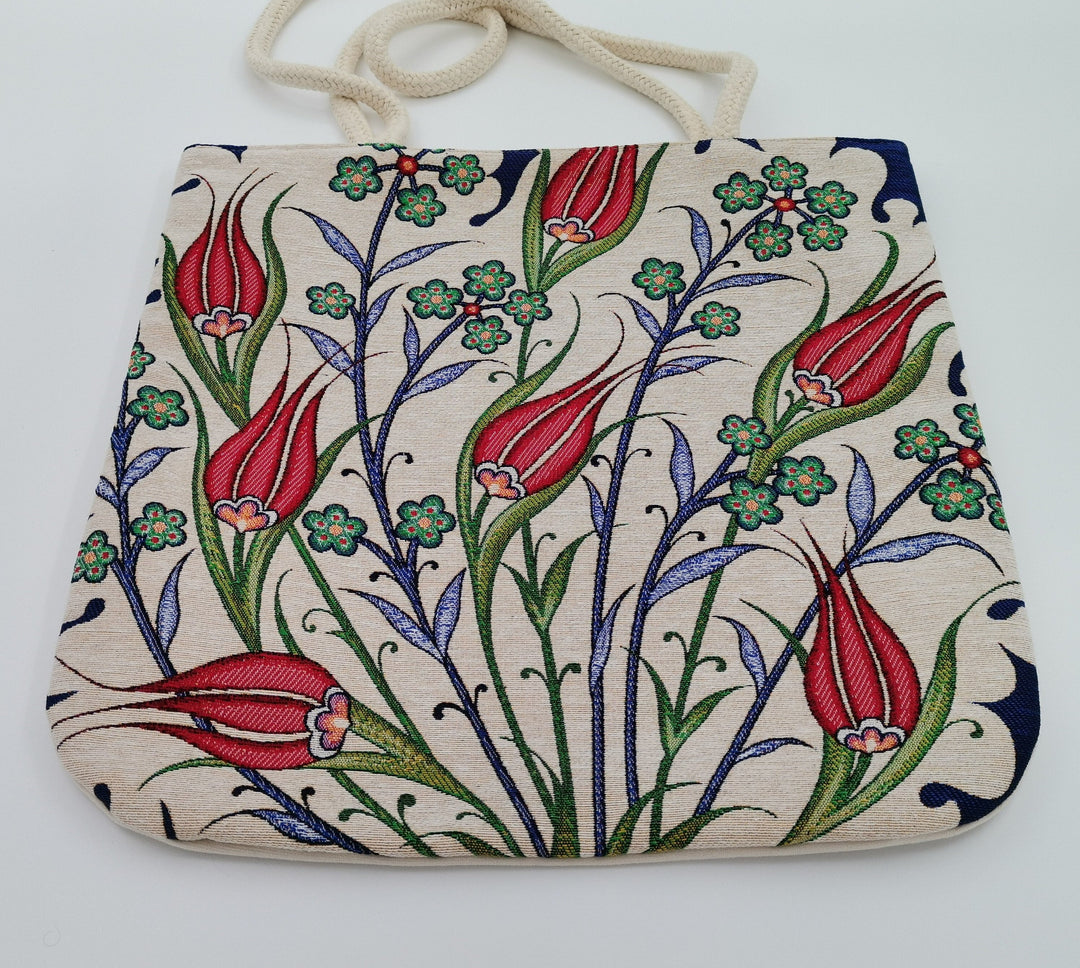 Tulip Gobelin Shoulder Bag|Tapestry Fabric Bag|Gobelin Woven Bag|Gift Handbag For Women|Belgium Tapestry Bag|Handmade Large Tote|Book Bag