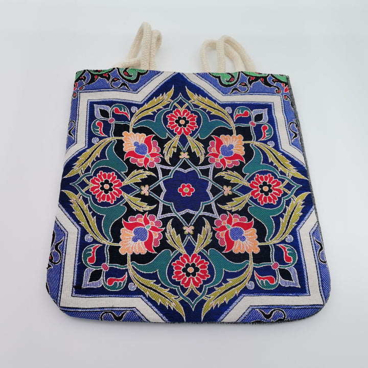 Gobelin Tapestry Shoulder Bag|Handmade Carpet Bag|Tile Pattern Gift Handbag For Women|Woven Tapestry Fabric|Belgian Tapestry Tote Bag