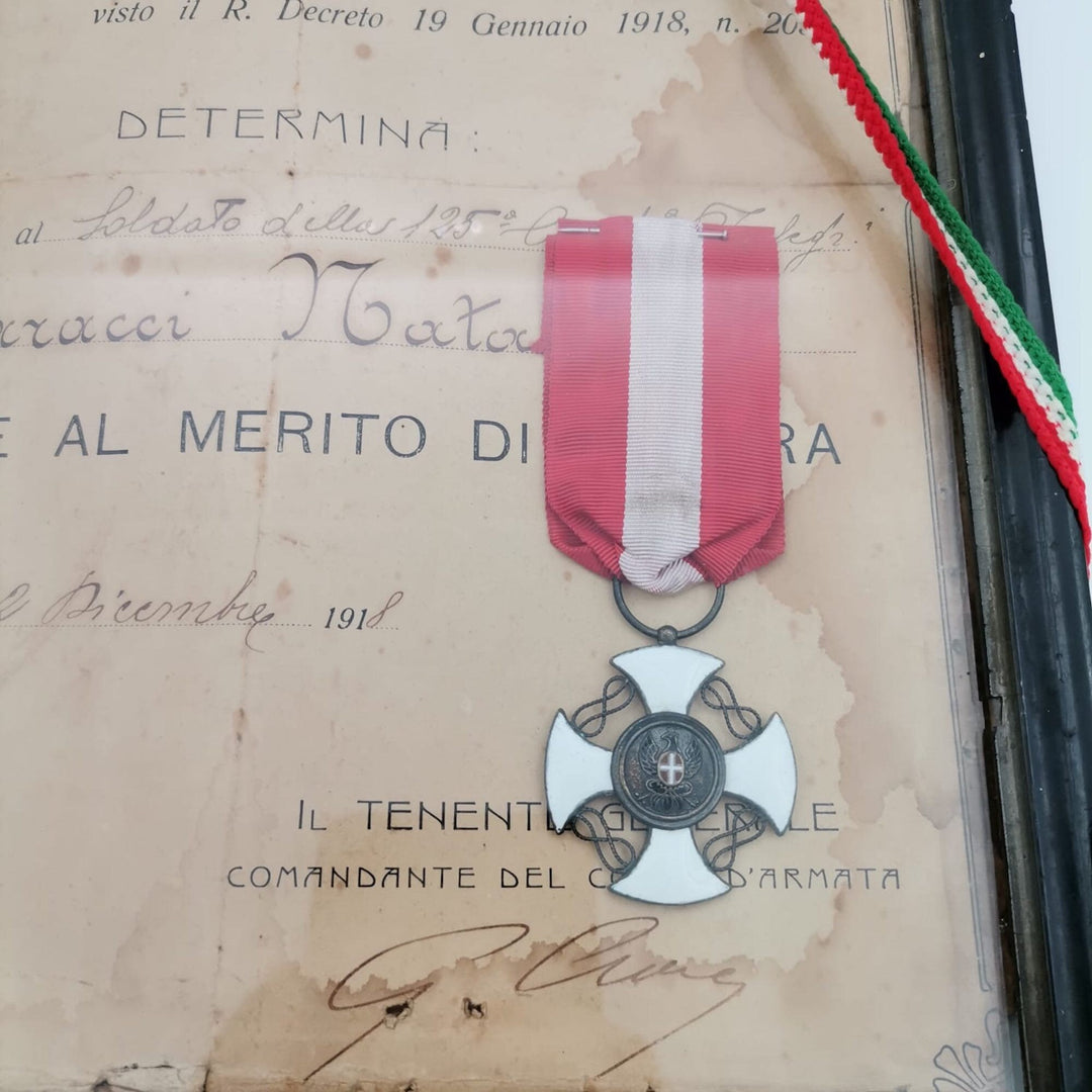 1918 Italian Medal of Military Merit Certificate Tripoli War|Royal Army Ribbon Badge|Ottoman Italy War|Vittorio Emanuele|Historical Medal