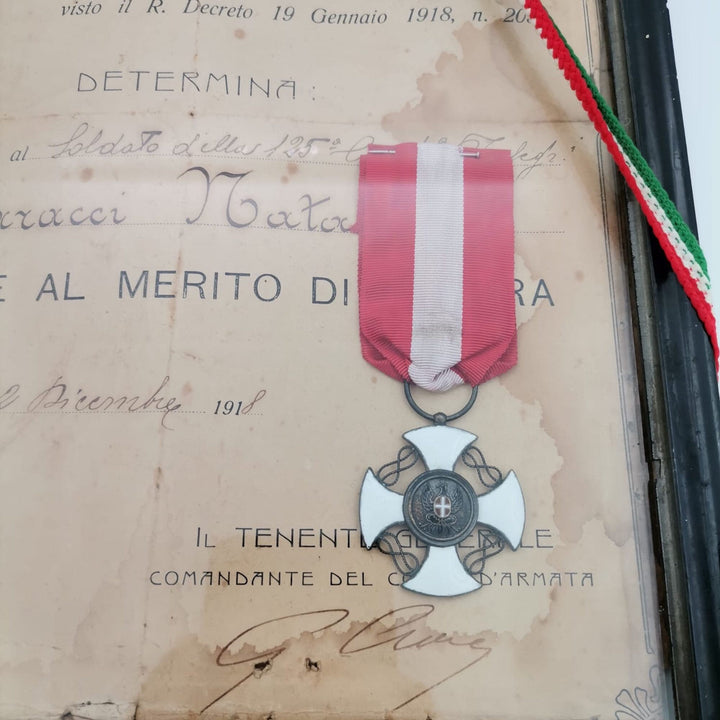 1918 Italian Medal of Military Merit Certificate Tripoli War|Royal Army Ribbon Badge|Ottoman Italy War|Vittorio Emanuele|Historical Medal