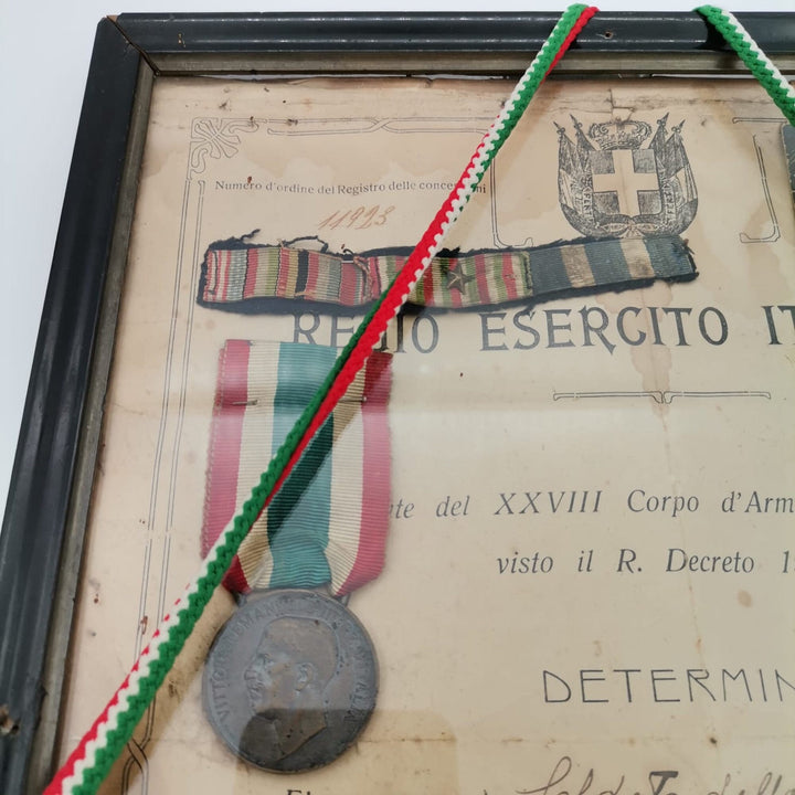 1918 Italian Medal of Military Merit Certificate Tripoli War|Royal Army Ribbon Badge|Ottoman Italy War|Vittorio Emanuele|Historical Medal