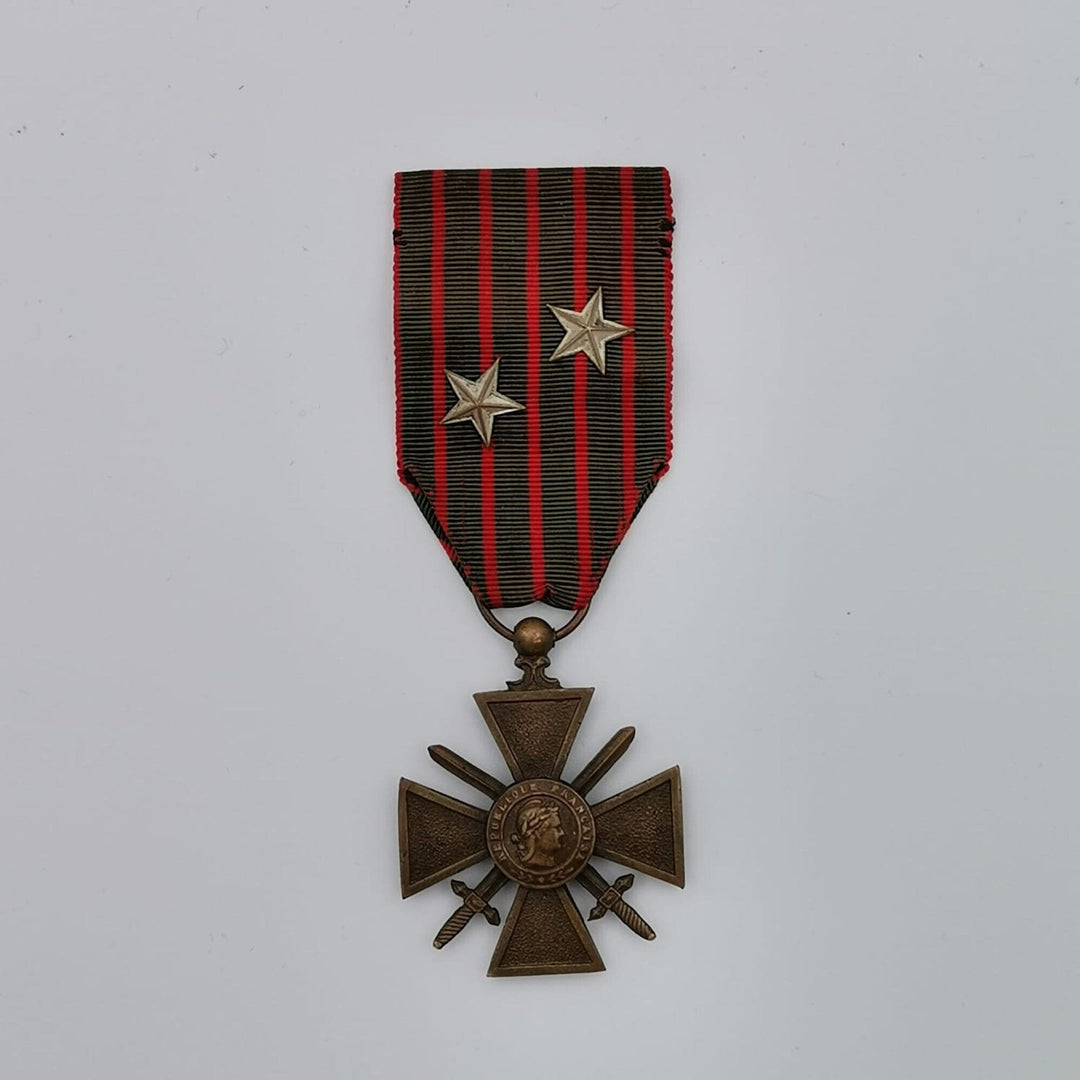 Vintage French Military Cross Medal and Ribbon|1914-1917 World War 1|Courage and Honor Cross Medal Star|Francaise Croix De Guerre WW1 Medal