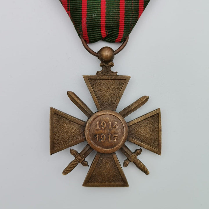 Vintage French Military Cross Medal and Ribbon|1914-1917 World War 1|Courage and Honor Cross Medal Star|Francaise Croix De Guerre WW1 Medal