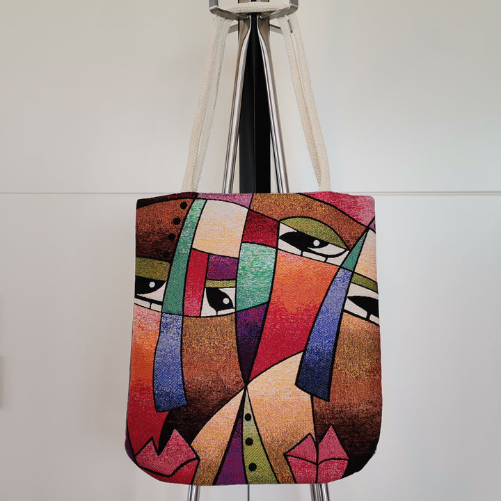 Gobelin Tapestry Shoulder Bag|Woman Face Gift Handbag For Women|Picasso Painting Fashion Bag|Woven Tapestry Fabric|Overnight Gobelin Bag