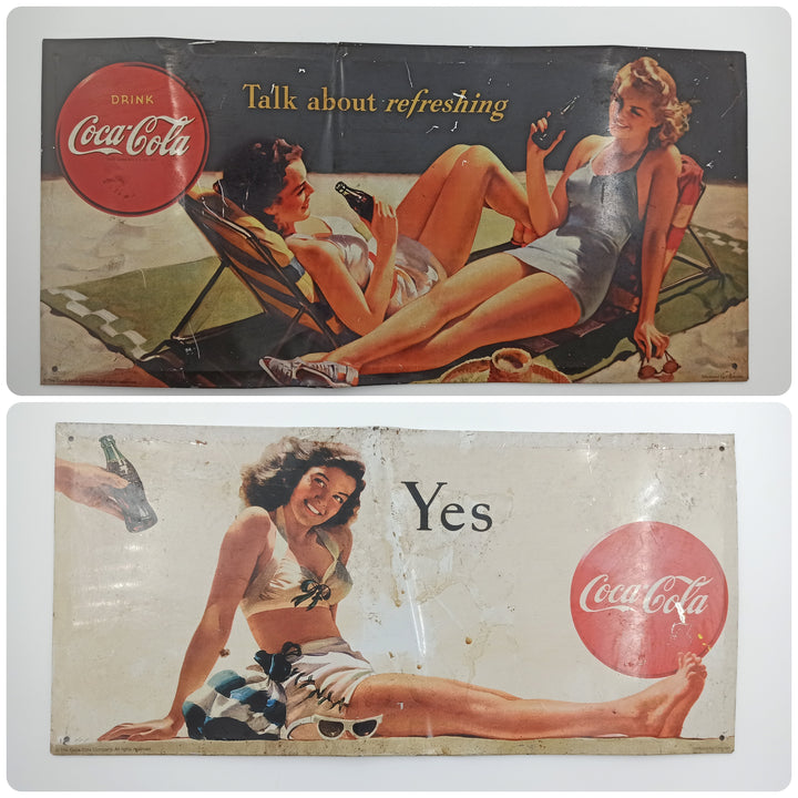 Vintage Coca Cola Tin Picture Plaque|Coca-Cola Girl Metal Wall Decoration|Custom Coke Collectibles|Antique Advertising|Nostalgia Advertising