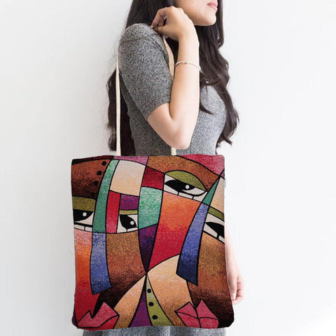 Gobelin Tapestry Shoulder Bag|Woman Face Gift Handbag For Women|Picasso Painting Fashion Bag|Woven Tapestry Fabric|Overnight Gobelin Bag