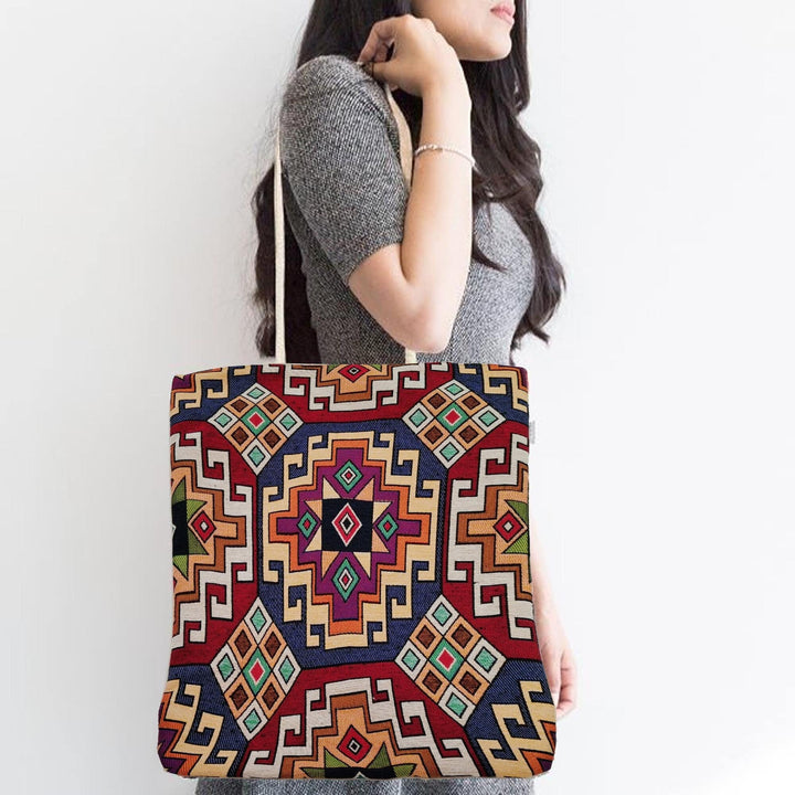 Woven Tapestry Fabric Bag|Gobelin Tapestry Shoulder Bag|Rug Design Gift Handbag For Women|Ethnic Vintage Carpet Bag|Authentic Kilim Tote Bag