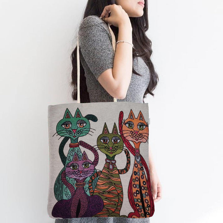 Gobelin Tapestry Shoulder Bag|Cute Cats Tapestry Bag|Gift Handbag For Her|Woven Tapestry Fabric|Cat Print Tote Bag|Cat Lover Gift For Mom