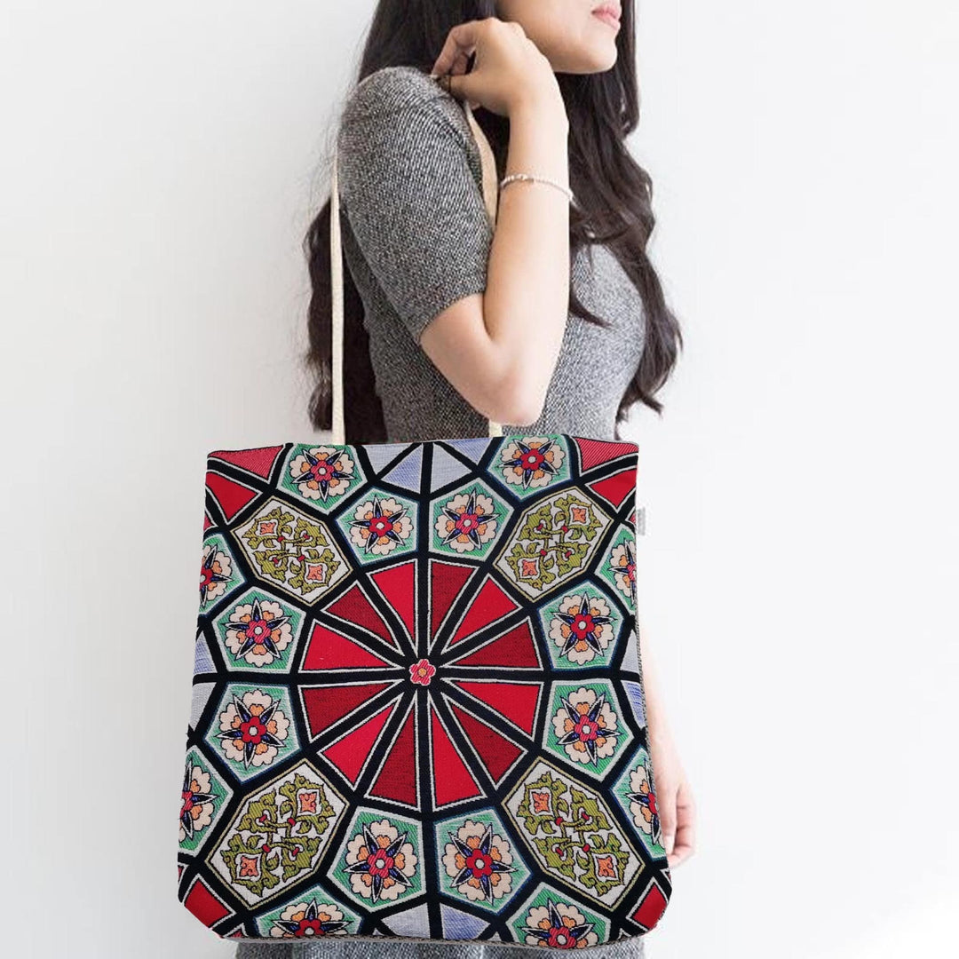 Gobelin Tapestry Shoulder Bag|Turkish Tile Pattern Gift Handbag For Women|Whirling Dervish Bag|Woven Shopping Bag|Weekender Carpet Bag