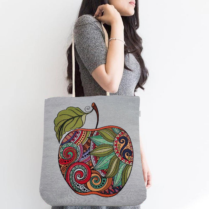 Rug Design Bag|Gobelin Tapestry Shoulder Bag|Turkish Tile Pattern Gift Handbag For Women|Woven Tapestry Fabric|Vintage Belgium Tapestry Bag