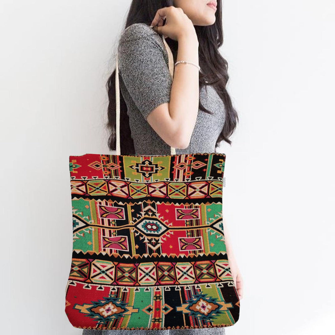 Woven Tapestry Fabric Bag|Gobelin Tapestry Shoulder Bag|Rug Design Gift Handbag For Women|Ethnic Vintage Carpet Bag|Authentic Kilim Tote Bag