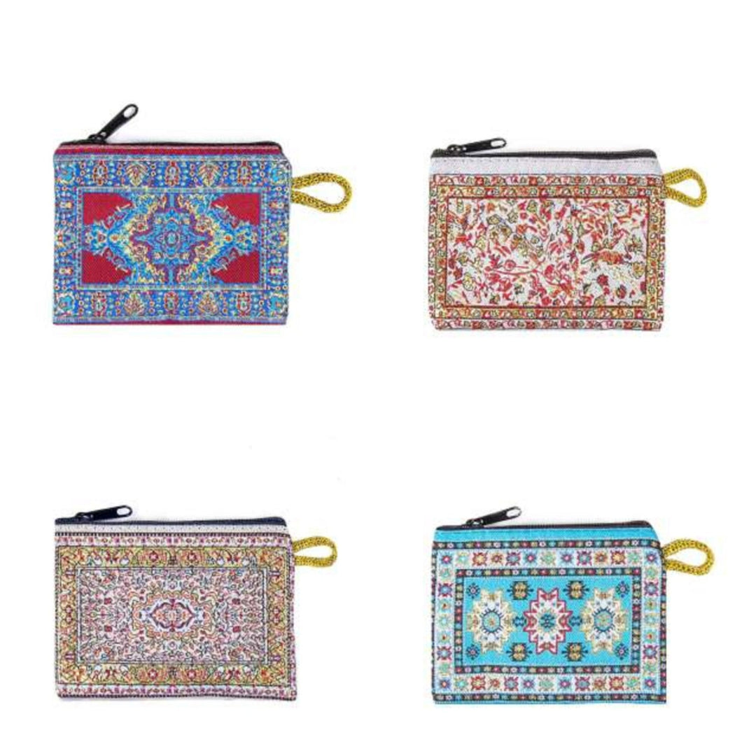 Set of 4 Small Money Purse|Small Bag Organizer|Girls Coin Purse|Coin Purse With Zipper|Small Carpet Bag|Woven Fabric Bag|Mother's Day Gifts