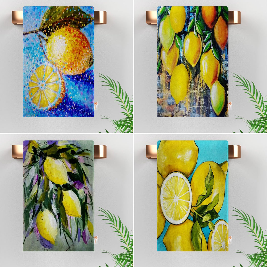 Lemons Kitchen Hand Towel|Floral Fresh Citrus Tea Towel|Lemon Tree Dish Towel|Summer Trend Lemon Dishcloth|Housewarming Gift for Her