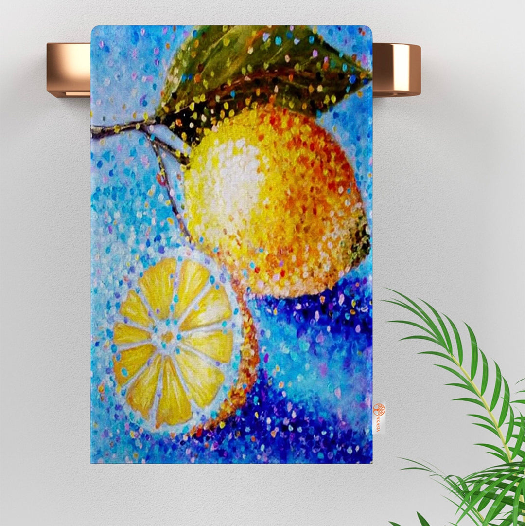 Lemons Kitchen Hand Towel|Floral Fresh Citrus Tea Towel|Lemon Tree Dish Towel|Summer Trend Lemon Dishcloth|Housewarming Gift for Her