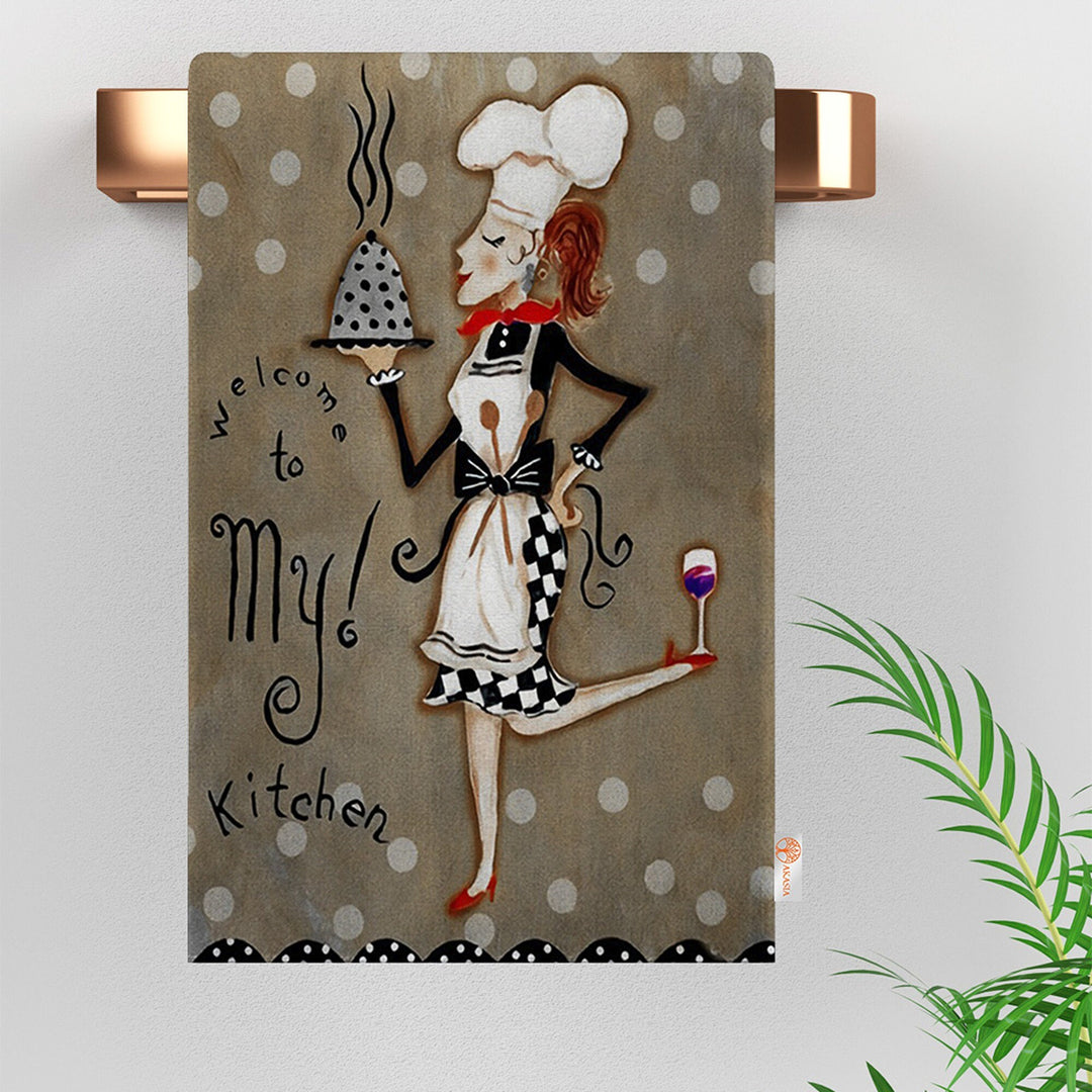 Kitchen Hand Towel|My Kitchen Rule Tea Towel|Bake Hand Towel|Fork Spoon Knife Dish Towel|Chef Kitchen Towel for Her|Housewarming Gift Decor