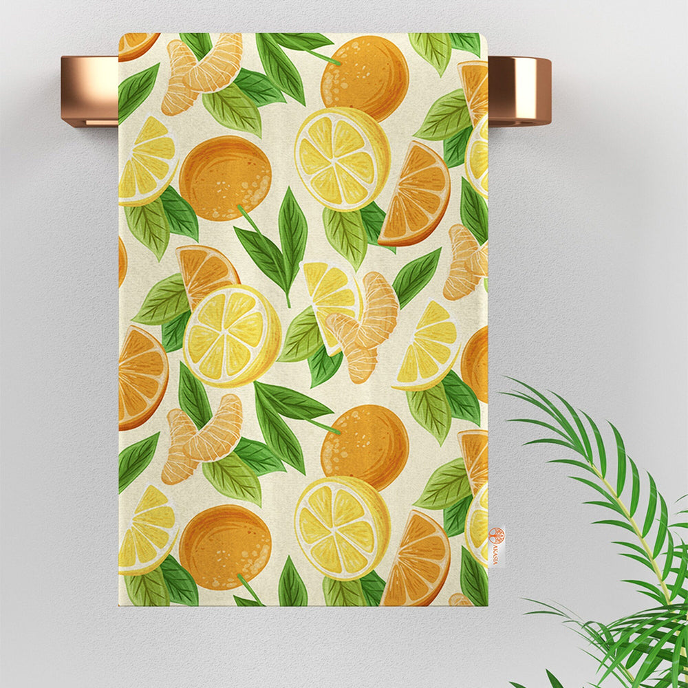 Fruit Kitchen Towel|Grape Print Towel|Summer Dishcloth|Lemon Hand Towel|Eco-Friendly Rag|Dust Remover|Cleaning Cloth|Cost-Effective Rag