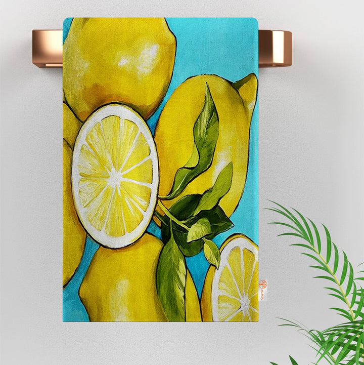 Lemons Kitchen Hand Towel|Floral Fresh Citrus Tea Towel|Lemon Tree Dish Towel|Summer Trend Lemon Dishcloth|Housewarming Gift for Her