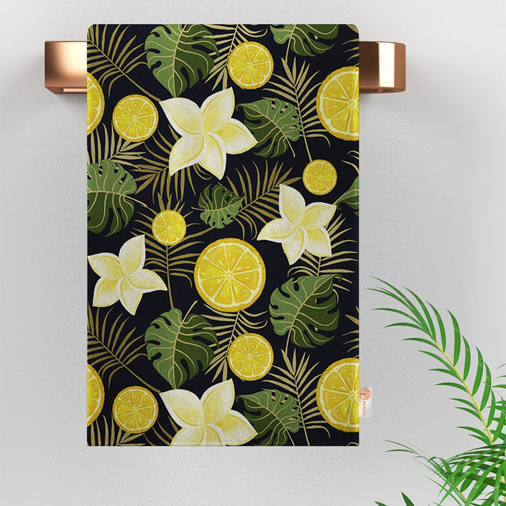 Lemon Print Towel|Eco-Friendly Rag|Fresh Citrus Towel|Kitchen Hand Towel|Cleaning Cloth|Dust Remover|Cost-Effective Rag|Farmhouse Dishcloth