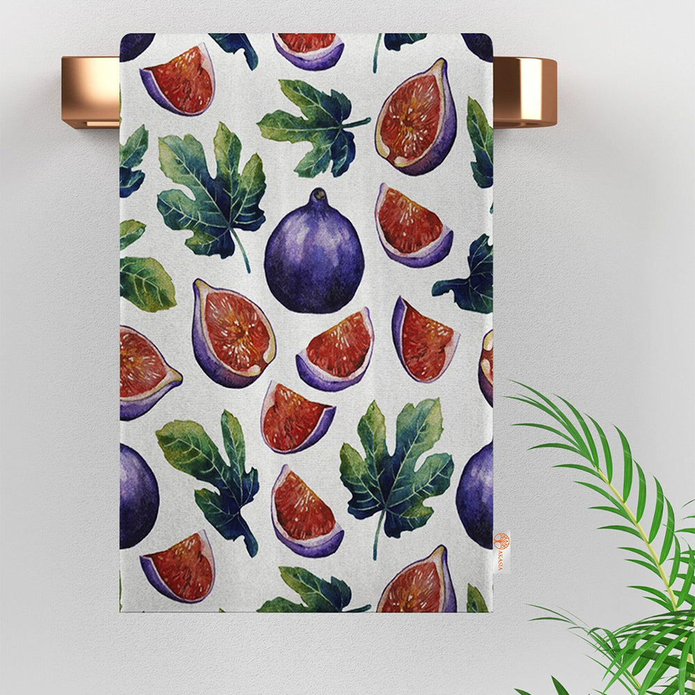 Fruit Kitchen Towel|Fig, Apple Print Towel|Floral Dishcloth|Pomegranate Tea Towel|Eco-Friendly Rag|Soft Dust Remover|Cost-Effective Rag