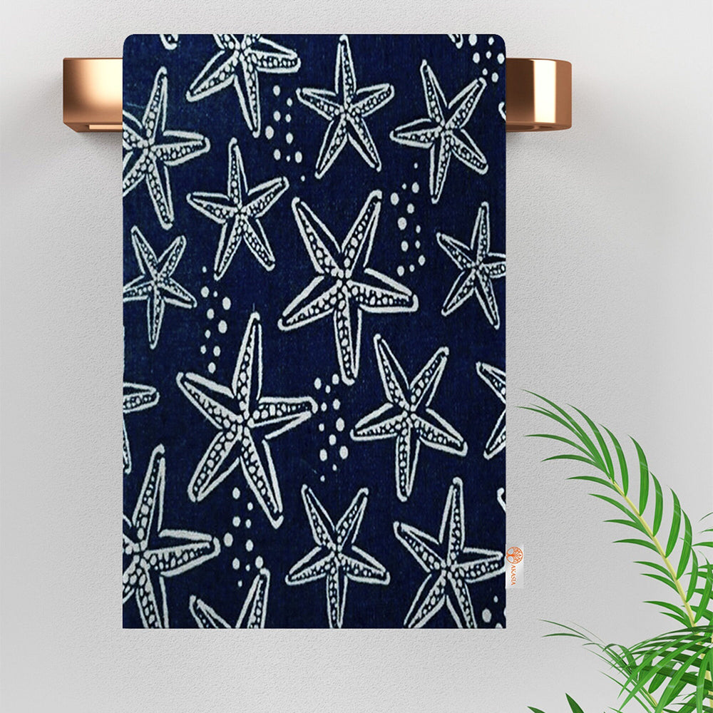 Starfish Tea Towel|Coastal Dishcloth|Nautical Hand Towel|Beach House Decor|Oyster Dish Cloth|All-Purpose Rag|Sea Collection Print Rag