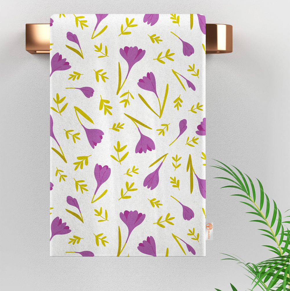 Floral Dishcloth|Leaf Print Tea Towel|Tulip Dish Cloth|Eco-Friendly Towel|Cost-Effective Rag|Gift For Her|Soft Cleaning Cloth|Flower Towel