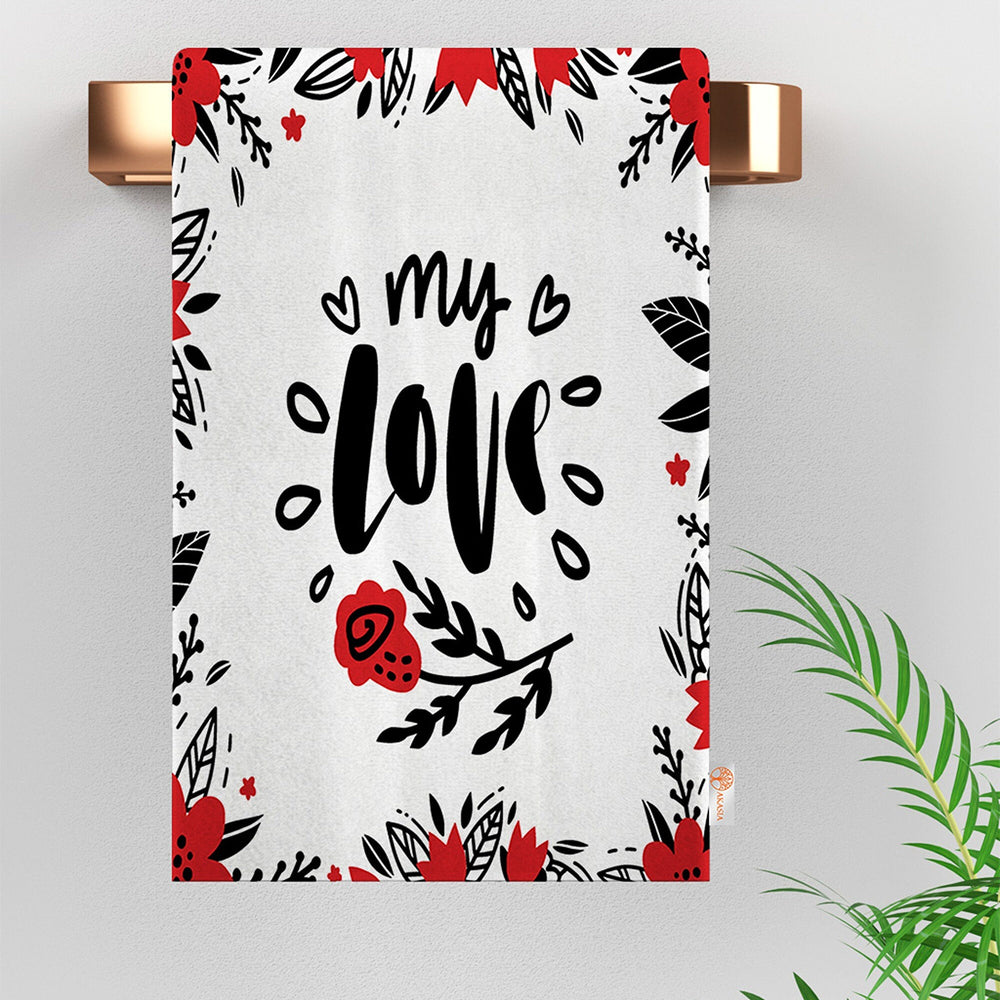 Valentine's Day Towel|My Love Dish Towel|Forever Dish Cloth|Heart Print Towel|Be My Valentine Tea Towel|Kitchen Gift for Her|All-Purpose Rag