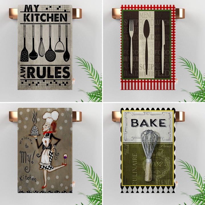 Kitchen Hand Towel|My Kitchen Rule Tea Towel|Bake Hand Towel|Fork Spoon Knife Dish Towel|Chef Kitchen Towel for Her|Housewarming Gift Decor