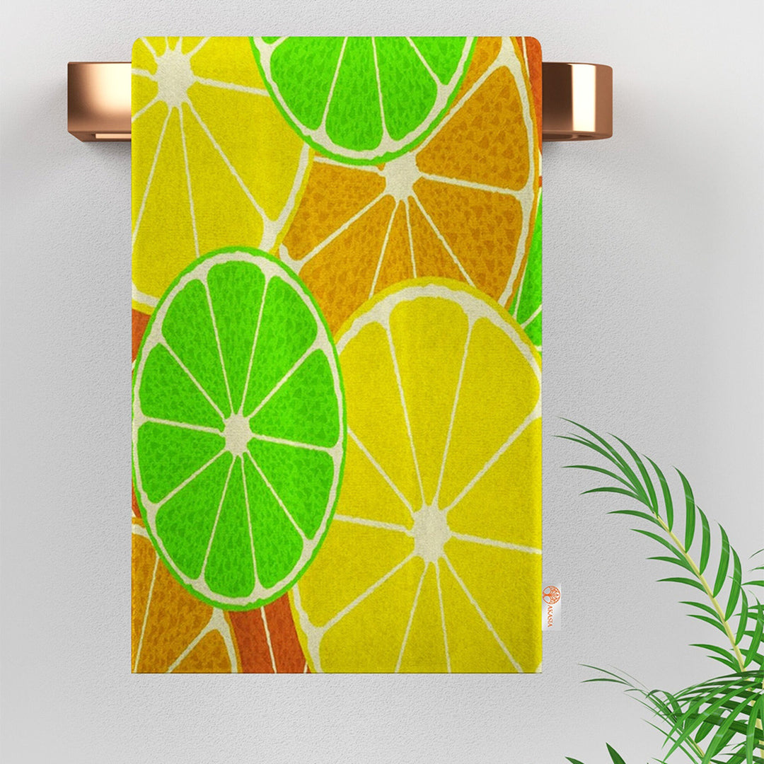 Lemon Print Towel|Fresh Citrus Towel|Kitchen Hand Towel|Eco-Friendly Rag|Cleaning Cloth|Dust Remover|Cost-Effective Rag|Farmhouse Dishcloth