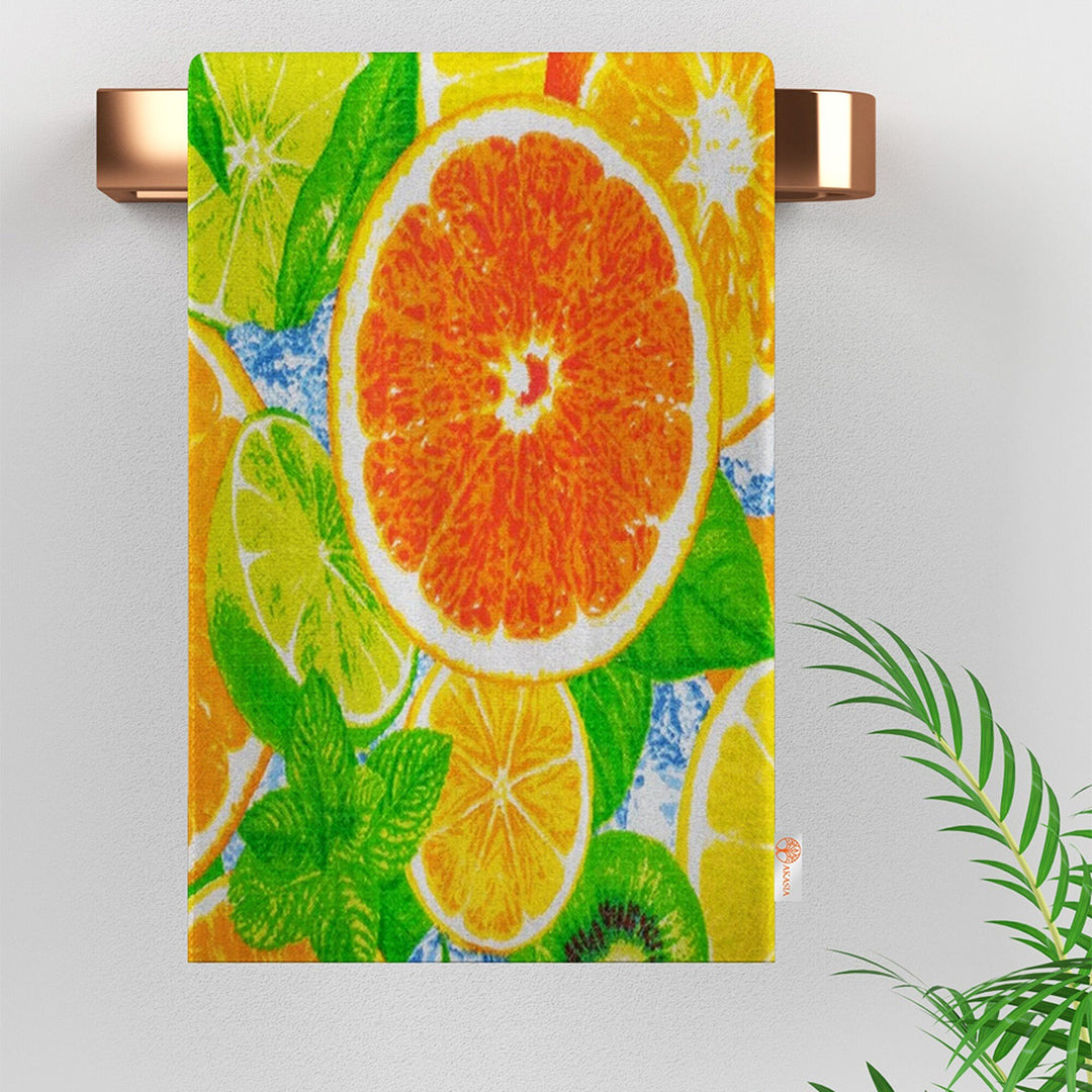 Lemon Print Towel|Fresh Citrus Towel|Kitchen Hand Towel|Eco-Friendly Rag|Cleaning Cloth|Dust Remover|Cost-Effective Rag|Farmhouse Dishcloth