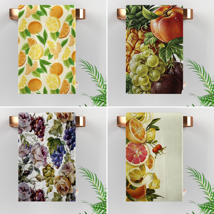 Fruit Kitchen Towel|Grape Print Towel|Summer Dishcloth|Lemon Hand Towel|Eco-Friendly Rag|Dust Remover|Cleaning Cloth|Cost-Effective Rag