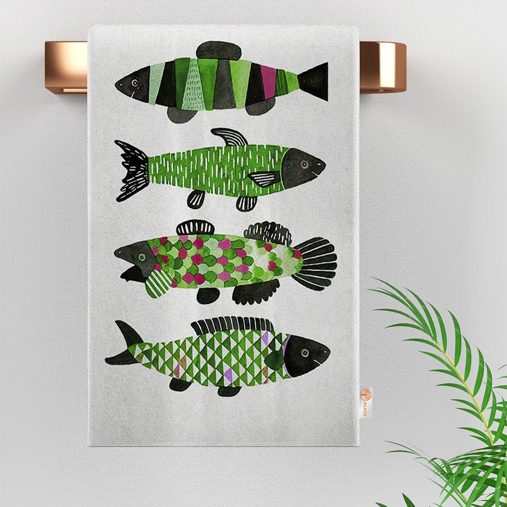 Fish Print Tea Towel|Nautical Hand Towel|Coastal Dishcloth|Beach House Decor|Summer Dish Cloth|All-Purpose Rag|Cost-Effective Farmhouse Rag