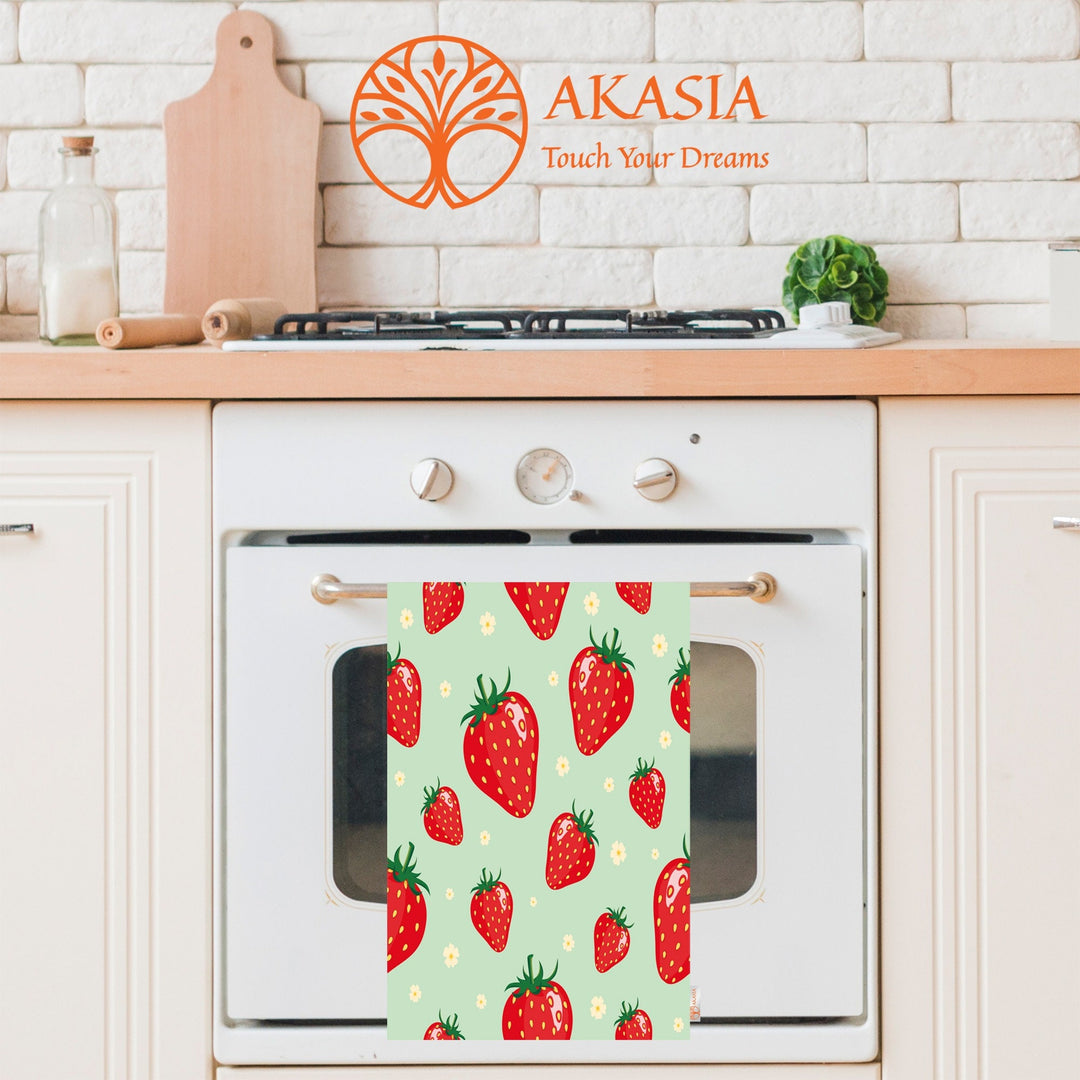 Strawberry Tea Towel|Fruit Kitchen Towel|Fruit Cake Dishcloth|Decorative Tea Towel|Housewarming Summer Trend All-Purpose Rag|Dust Remover