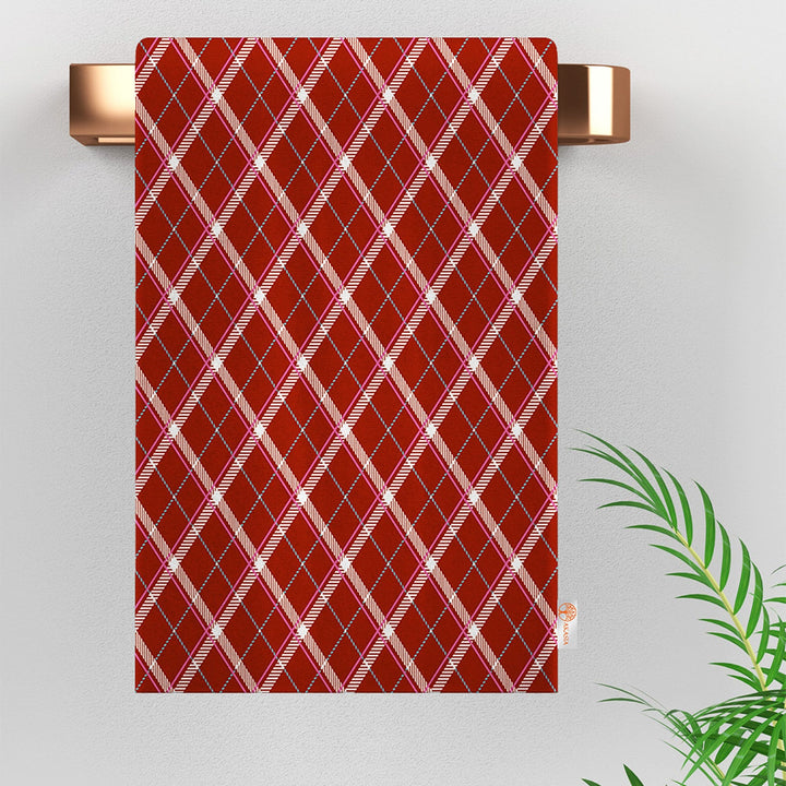 Plaid Hand Towel|Geometric Tea Towel|Checkered Dish Cloth|Eco-Friendly Abstract Towel|Minimalist Dishcloth|Gift For Her|Soft Cleaning Cloth