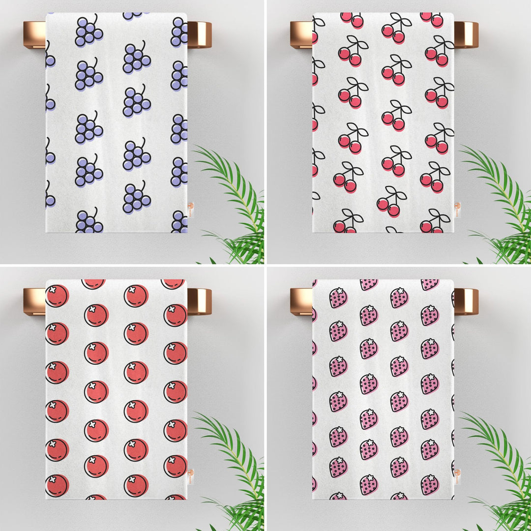 Fruit Kitchen Towel|Cherry Dish Towel|Berry Tea Towel|Strawberry Hand Towel|Summer Trend Dishcloth|Soft Cleaning Cloth|Cost-Effective Rag