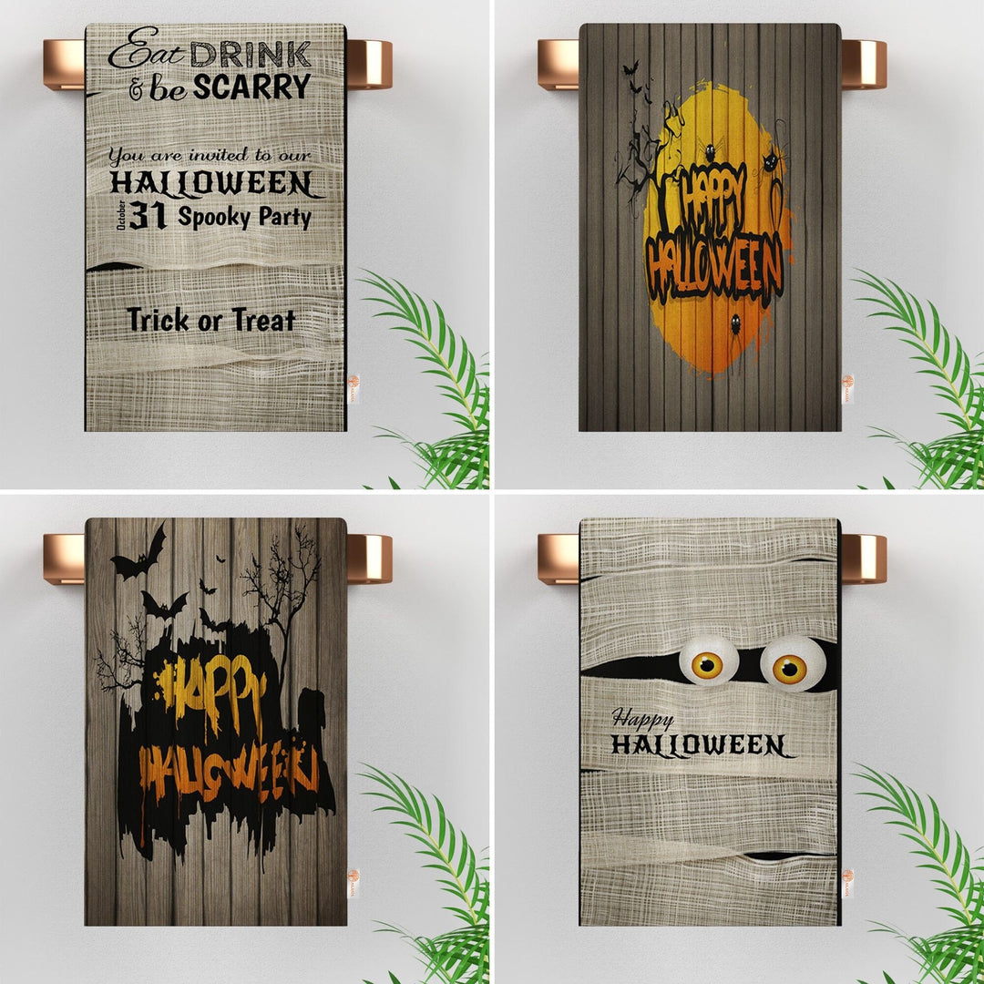 Happy Halloween Tea Towel|Eat Drink Be Scary Towel|Trick or Treat Towel|Bat Print Dishcloth|Dust Remover|Cost-Effective Thanksgiving Towel