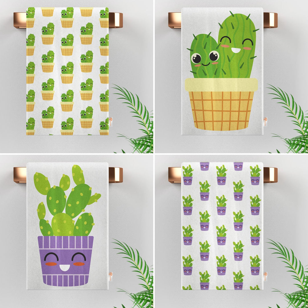 Cactus Tea Towel|Succulent Dishcloth|Cute Green Cactus Hand Towel|Soft Kitchen Towel|Kitchen Gift For Her|Floral Dish Cloth|Eco-Friendly Rag