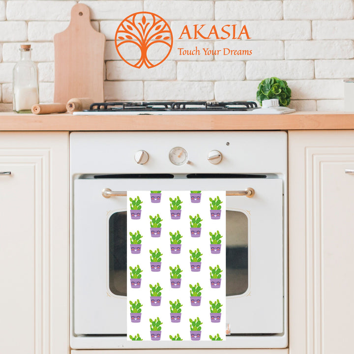 Cactus Tea Towel|Succulent Dishcloth|Cute Green Cactus Hand Towel|Soft Kitchen Towel|Kitchen Gift For Her|Floral Dish Cloth|Eco-Friendly Rag