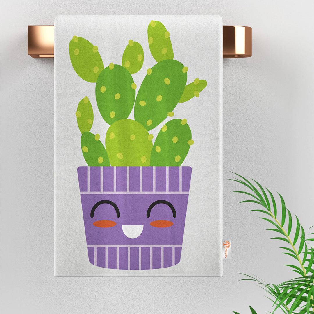 Cactus Tea Towel|Succulent Dishcloth|Cute Green Cactus Hand Towel|Soft Kitchen Towel|Kitchen Gift For Her|Floral Dish Cloth|Eco-Friendly Rag