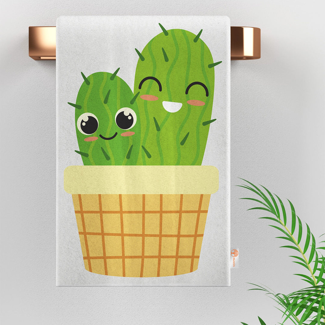 Cactus Tea Towel|Succulent Dishcloth|Cute Green Cactus Hand Towel|Soft Kitchen Towel|Kitchen Gift For Her|Floral Dish Cloth|Eco-Friendly Rag