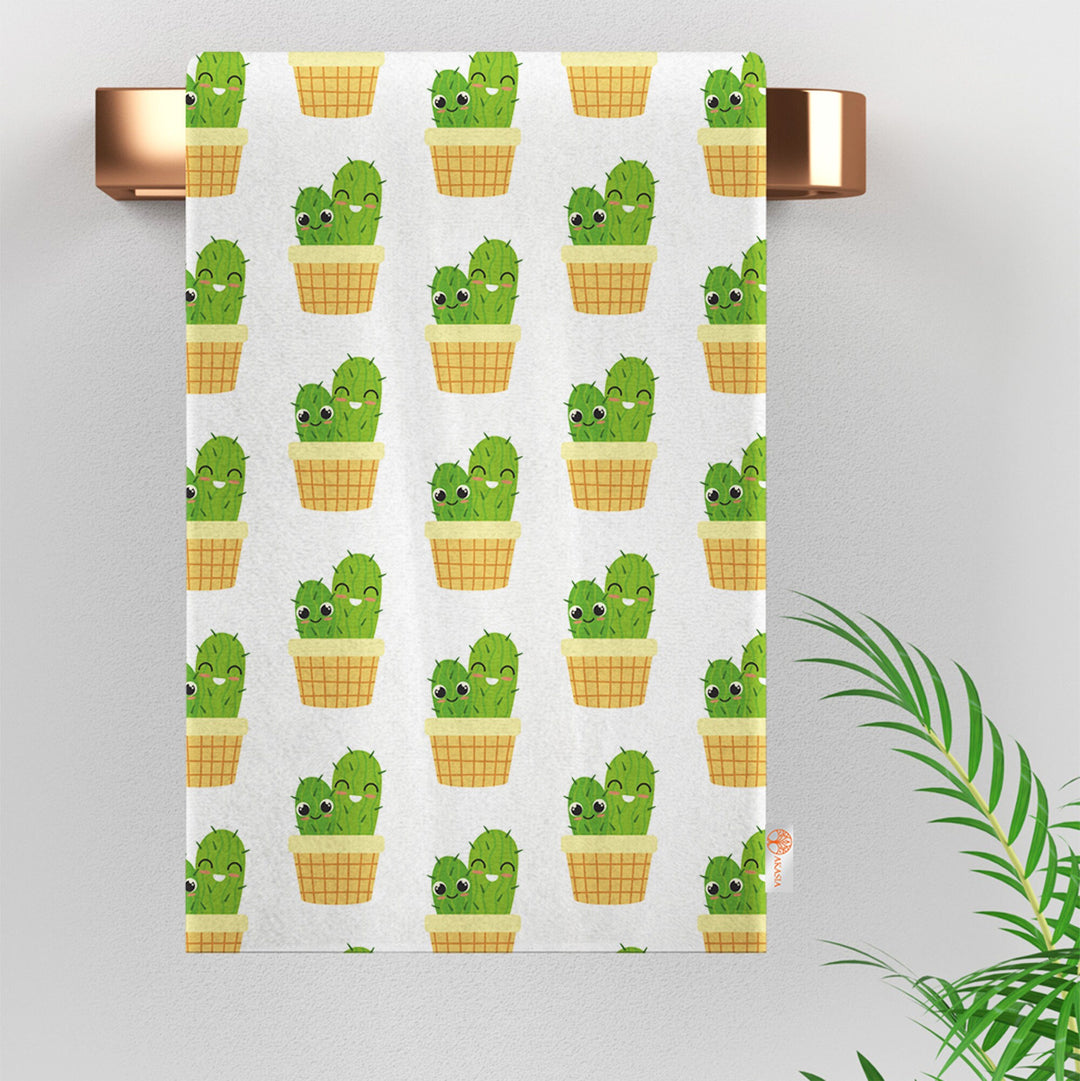 Cactus Tea Towel|Succulent Dishcloth|Cute Green Cactus Hand Towel|Soft Kitchen Towel|Kitchen Gift For Her|Floral Dish Cloth|Eco-Friendly Rag