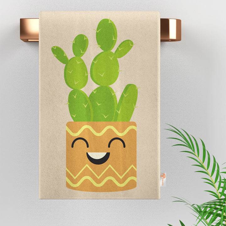 Cactus Hand Towel|Cute Green Cactus Tea Towel|Soft Kitchen Towel|Succulent Dishcloth|Kitchen Gift For Her|Floral Dish Cloth|Eco-Friendly Rag