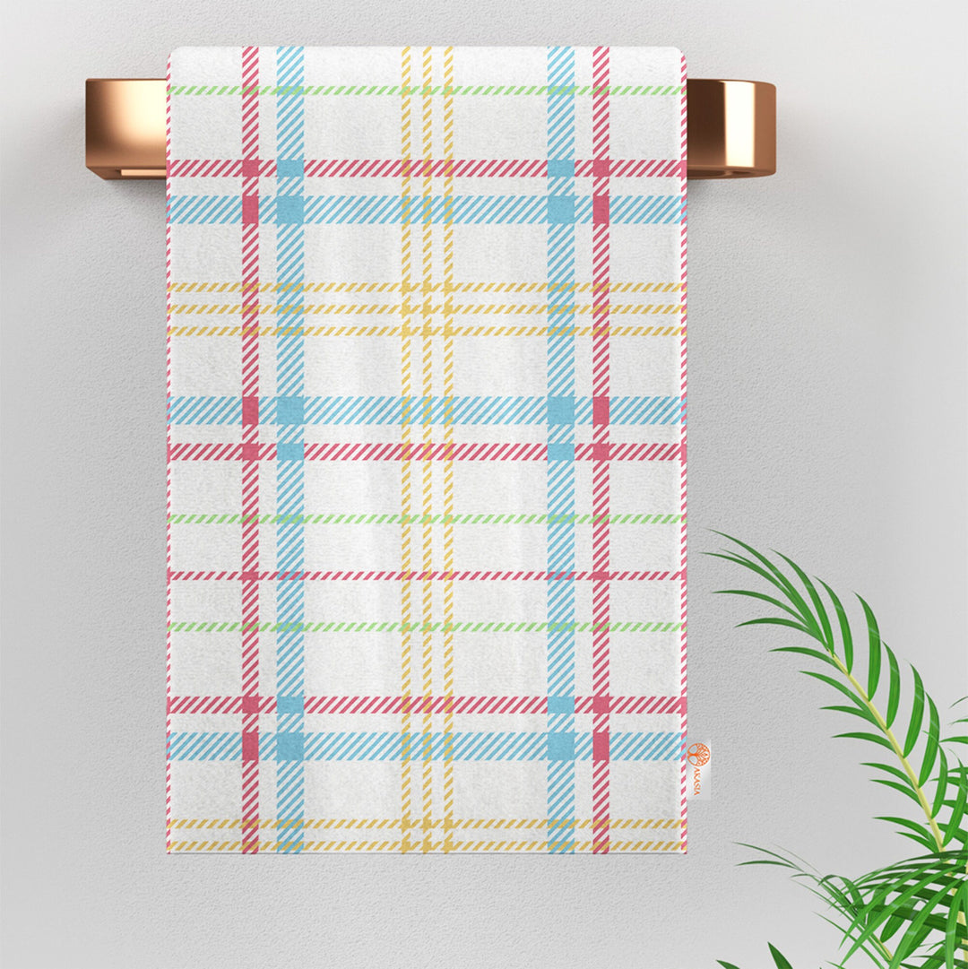 Plaid Hand Towel|Geometric Tea Towel|Tartan Dishcloth|Checkered Dish Cloth|Eco-Friendly Abstract Kitchen Towel|Gift For Her|Cleaning Cloth