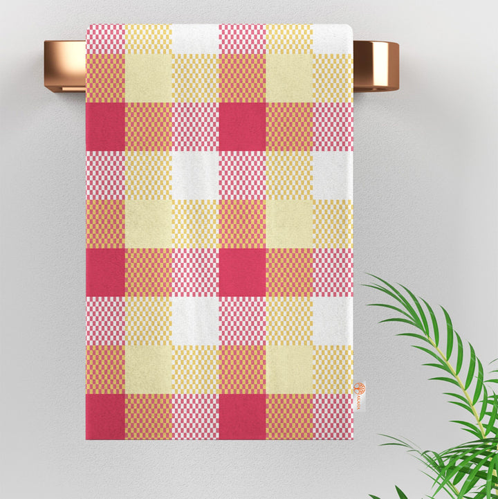 Plaid Hand Towel|Geometric Tea Towel|Tartan Dishcloth|Checkered Dish Cloth|Eco-Friendly Abstract Kitchen Towel|Gift For Her|Cleaning Cloth