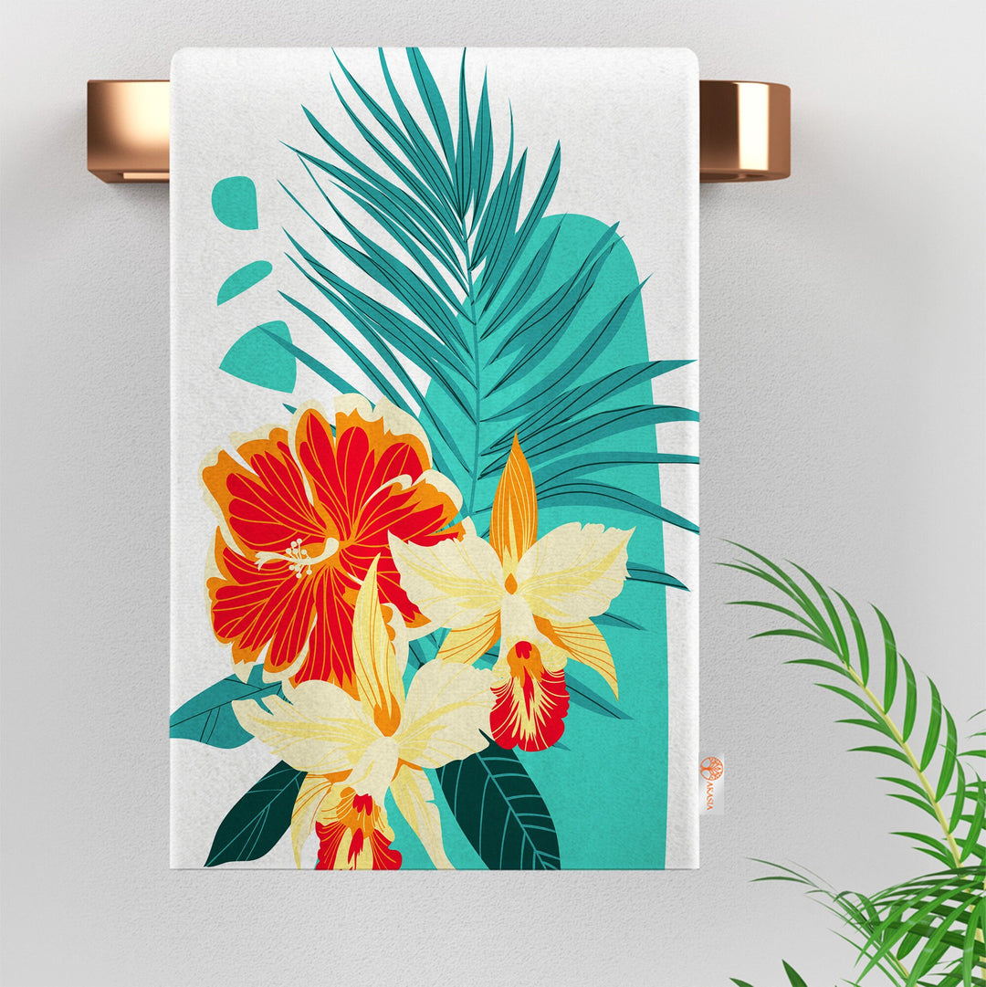 Floral Hand Towel|Tropical Tea Towel|Summer Trend Towel|Butterfly Dish Cloth|Plant Print Towel|Cost-Effective Rag|Floral Soft Cleaning Cloth